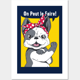 Funny French Bulldog Rosie the Riveter Posters and Art